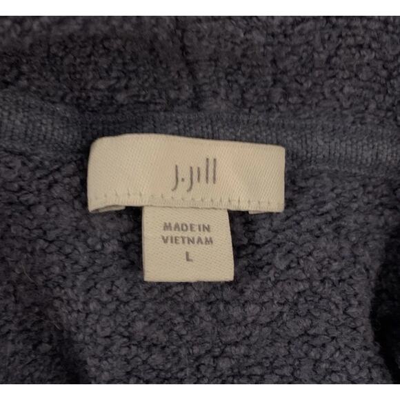 J Jill Sweater Women's Large Waffle Knit Tunic Cowl Neck Blue Purple Cozycore - Picture 8 of 11